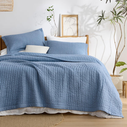 Bedsure Quilts Queen Size - Queen Quilt Bedding Set Bedspread Coverlet Comforter, Lightweight Neutral Striped Bedding, 3-Piece Set with 90"x96" Coverlet & 2 Pillow Shams, All-Season Soft Microfiber