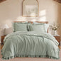 BLOOMHAVEN Queen Comforter Set-7 Pieces Ruffle Bedding with Floral Sheet