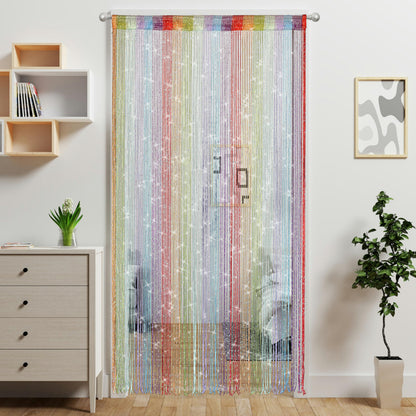 Door String Curtain Doorway Beads Curtains,Hanging Room Divider Beaded Decor Hippie Glitter Fringe Panel Closet Window Doors Sequin Sheer Boho Doors Tassel (Silver)