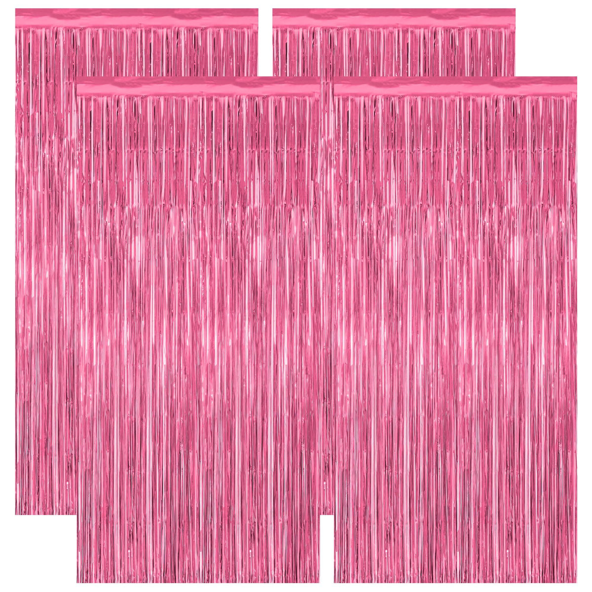 2 Pack Glitter Pink Backdrop, 3.28 FT x 7.05 FT Birthday Party Decorations, Laser Pink Fringe Curtains Foil Streamer Tinsel, Pink Curtains Photo Backdrop Happy Birthday Valentines Day Backdrop