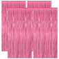 2 Pack Glitter Pink Backdrop, 3.28 FT x 7.05 FT Birthday Party Decorations, Laser Pink Fringe Curtains Foil Streamer Tinsel, Pink Curtains Photo Backdrop Happy Birthday Valentines Day Backdrop