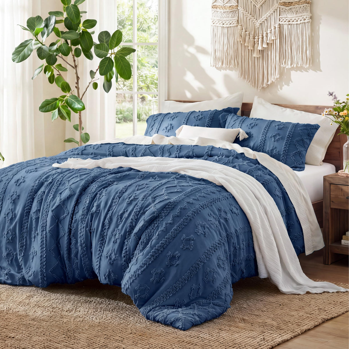 Bedsure Tufted Boho Comforter Set King, Bedroom Decor Bedding Set Beige