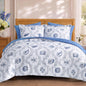 BLOOMHAVEN Queen Comforter Set-7 Pieces Blue Floral Bed in a Bag Queen