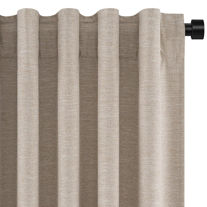Topfinel Cream Linen Blackout Curtains 84 Inch Long for Bedroom Living Room, Ivory Pinch Pleat Back Tab Full Blackout Drapes Farmhouse Boho Curtains for Window, White Neutral Curtains 52" X 84" 7 FT
