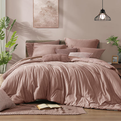 Monbix King Size Comforter Set Olive Green 7 Pieces Bed in a Bag