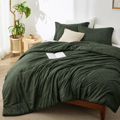 Bedsure Queen Size Comforter Sets, Beige Cationic Dyed Bedding Set 3 Pcs
