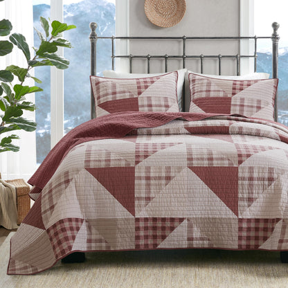Woolrich Quilt Set Queen, Southwestern Aztec Bedding, Reversible Lightweight Bedspread, Oversized Rustic Cabin Quilt Set, Western Farmhouse Bedding with Matching Shams, Black