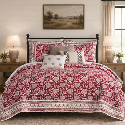 Levtex Home Adare Taupe Reversible King/Cal King Quilt Set (106x92in) and 2 Pillow Shams (36x20in) - Floral Bedding - Taupe White - Cotton King Size Quilt Bedding Set - Lightweight, Soft, Pre-Washed