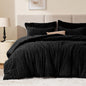 EXQ Home Fluffy Comforter Set Queen Size,3 Pieces Bed Set,Black