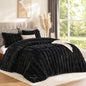 YIKUSH Queen Faux Fur Soft Comforter Set, Fluffy Linen Rabbit Fur Comforter