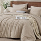 JOLLYVOGUE Queen Comforter Set 7 Pieces Dark Green, Cationic Dyeing Bed in a Bag Queen, Double-Tone Bedding Set with Down Alternative Comforter, Sheets, Pillowcases & Shams