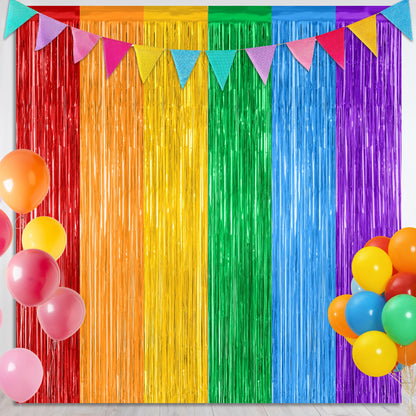 2 Pack Glitter Pink Backdrop, 3.28 FT x 7.05 FT Birthday Party Decorations, Laser Pink Fringe Curtains Foil Streamer Tinsel, Pink Curtains Photo Backdrop Happy Birthday Valentines Day Backdrop