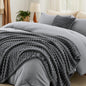 Bedsure Queen Bedding Set -5 Pieces Boho Comforter Sets Queen Size with Checkered Throw Blanket, Decorative Pillow, Lightwight Bedding for All Season, Fluffy Soft Bedding Set, Linen Beige Brown