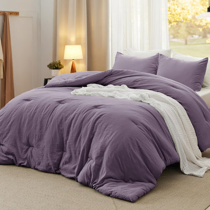 Bedsure Queen Comforter Set Prewashed Soft Bedding Set 3Pcs Cream 90"x90"