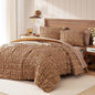 Full Size Comforter Sets - 3 Pieces Blue Ruched Floral Full Bedding Set