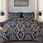 WONGS BEDDING Black Comforter Set Queen Size, Gold Damask Texture 7 Pieces Bed in a Bag Microfiber Comforter Bedding Sets -1 Comforter, 1 Flat Sheet, 1 Fitted Sheet, 2 Pillow Shams, 2 Pillowcases