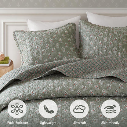 Madison Park Vintage Floral Quilt Set, 3PC King/Cal King Reversible Bed Set