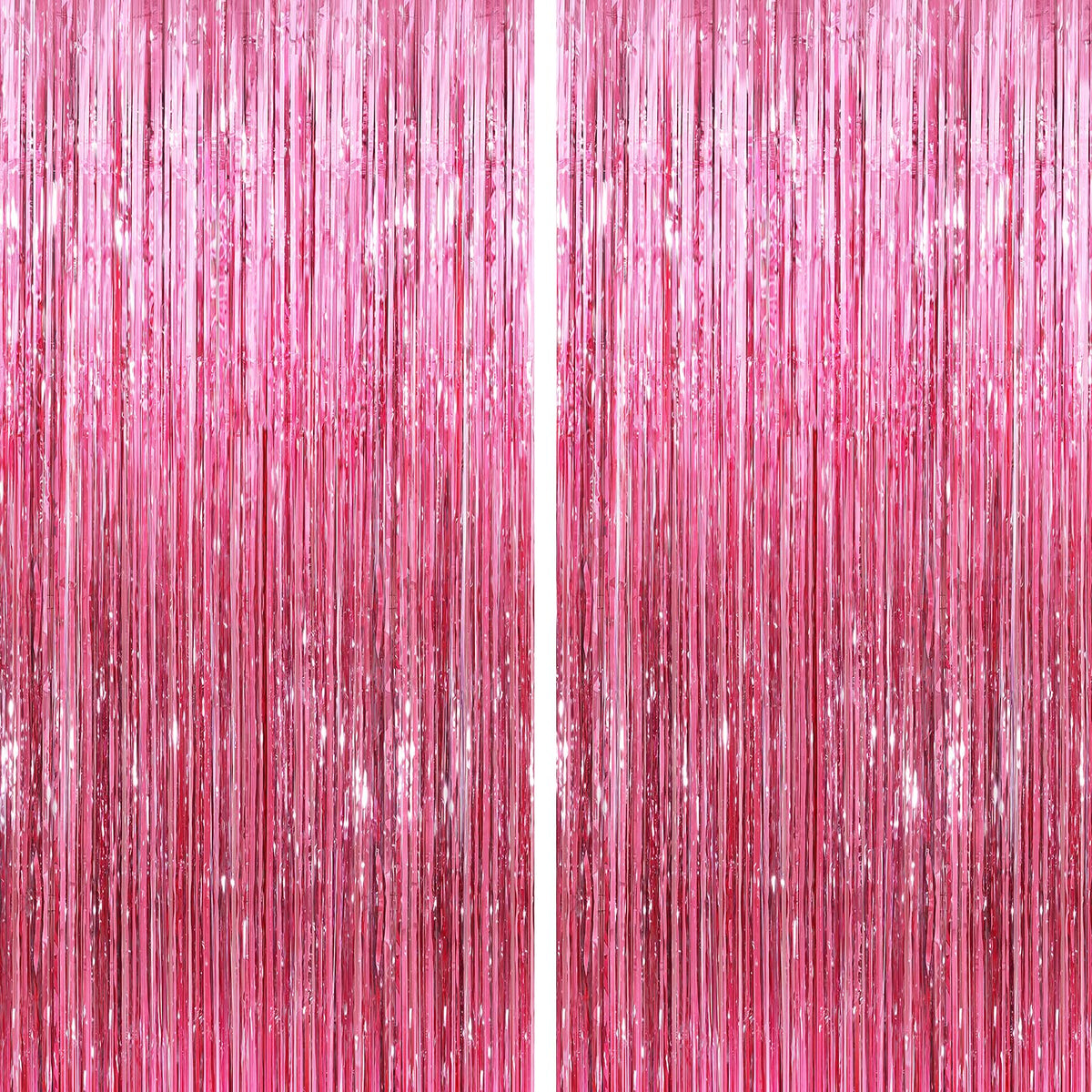 GCB 2Pack Black Metallic Tinsel Foil Fringe Curtain, Black Curtain Backdrop