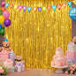 GCB 2Pack Black Metallic Tinsel Foil Fringe Curtain, Black Curtain Backdrop