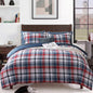 MaiRêve Plaid Queen Comforter Set Navy Blue 7 Pieces Bed in a Bag