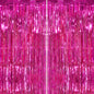 GCB 2Pack Black Metallic Tinsel Foil Fringe Curtain, Black Curtain Backdrop