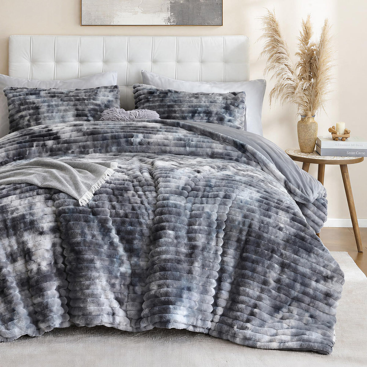 Smoofy Fluffy Queen Size Comforter 3 PCS - Pink Fleece Bedding Set