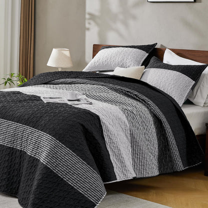 Andency Queen Quilt Bedding Set Sage Green, 3 Pieces Striped Bedspreads