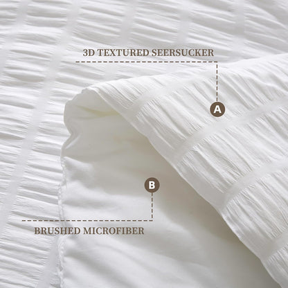 Ruffle Seersucker Queen Szie Comforter Set, Shabby Chic Bedding