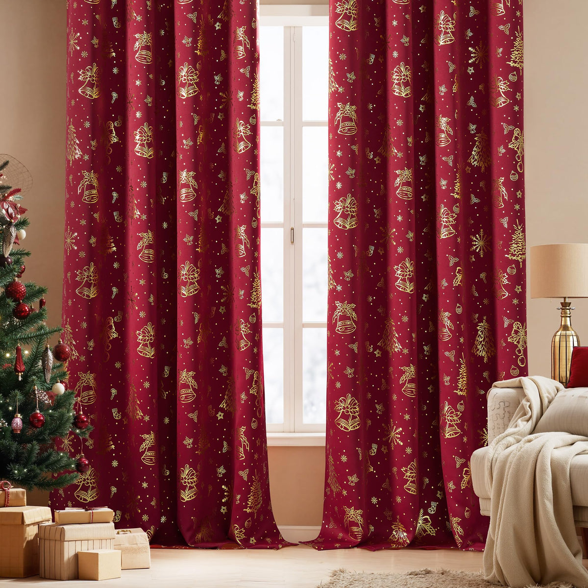 RYB HOME 100% Blackout Black Curtains for Bedroom Living Room 84 inch Long