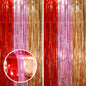 Voircoloria Laser Pink Foil Fringe Backdrop Curtains,3.3x6.6ft, 2 Pack
