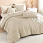 Litanika King Size Comforter Set, 3 Pieces Beige Tufted Boho Bedding Set