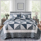 VIVILINEN Blue Floral Patchwork Quilt Set King Size Reversible Quilted Bedding Set with 2 Pillowcases