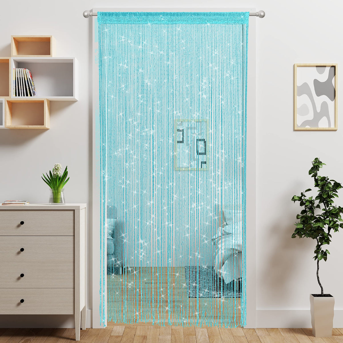 Door String Curtain Doorway Beads Curtains,Hanging Room Divider Beaded Decor Hippie Glitter Fringe Panel Closet Window Doors Sequin Sheer Boho Doors Tassel (Silver)