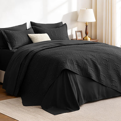 Love's cabin Quilts for Queen Bed Blue Bedspreads - Soft Bed Summer Lightweight Bedspread Comforter - Modern Style Coin Pattern Coverlet for All Season - 3 Pieces (1 Quilt, 2 Pillow Shams)
