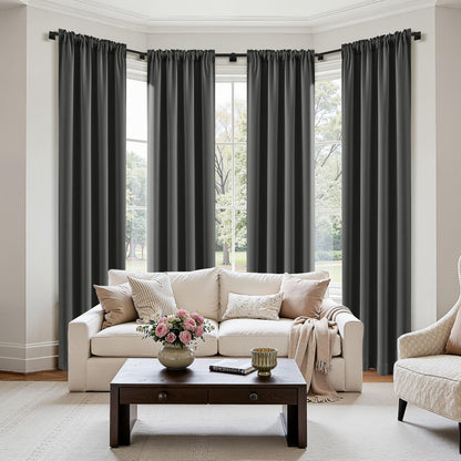 MIULEE Black Blackout Curtains 63 Inch Length for Bedroom Set of 4 Panels