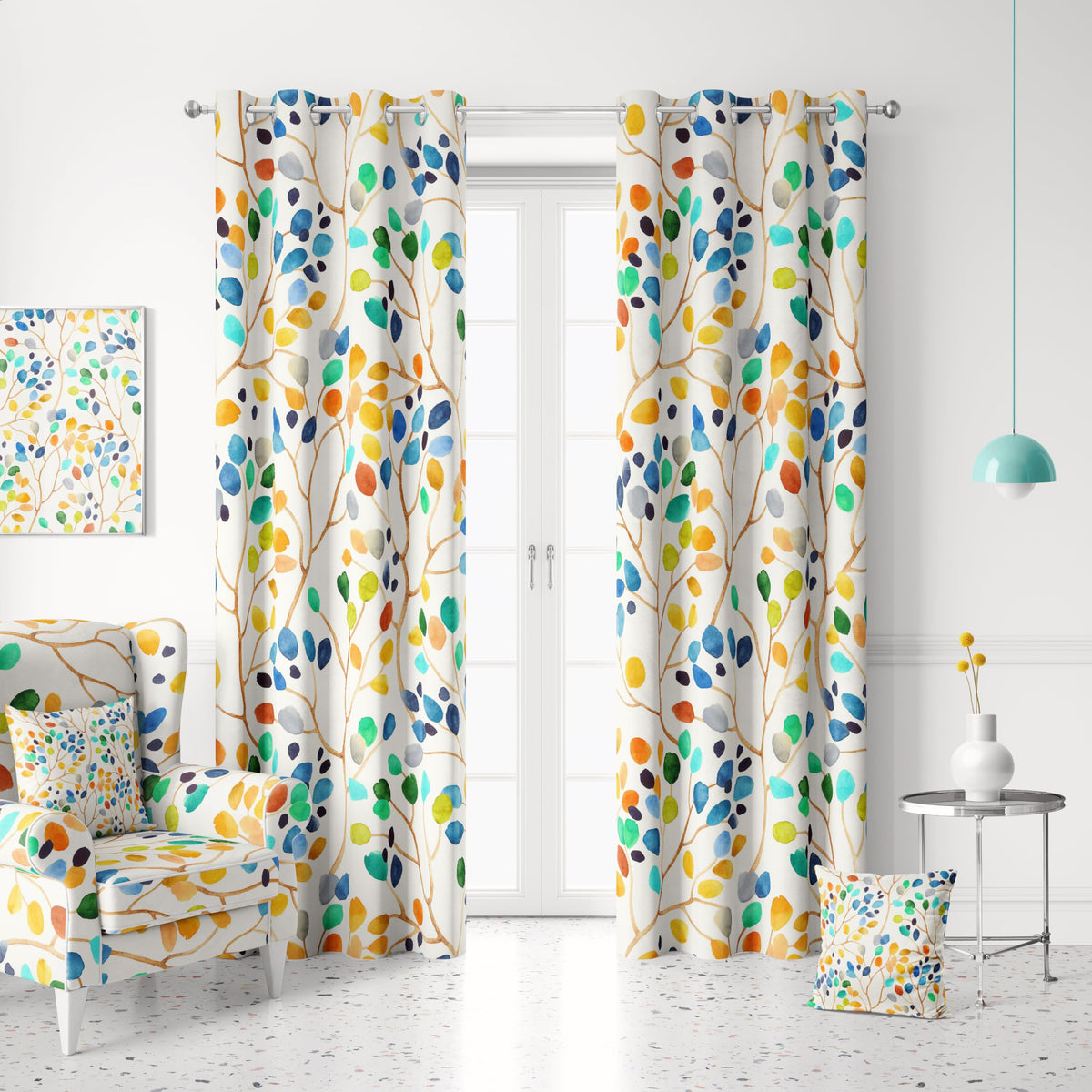Botanical Green Plant Blackout Curtains 2 Panels 52Wx84L Inch