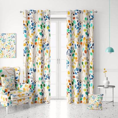 Botanical Green Plant Blackout Curtains 2 Panels 52Wx84L Inch