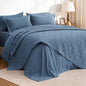Love's cabin Quilts for Queen Bed Blue Bedspreads - Soft Bed Summer Lightweight Bedspread Comforter - Modern Style Coin Pattern Coverlet for All Season - 3 Pieces (1 Quilt, 2 Pillow Shams)