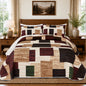 Tyrot 3 Piece Black Grey Quilt Full/Queen Size Black White Gray Bedding Set