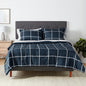 Amazon Basics 5-Piece Lightweight Microfiber Comforter Set with Sheets, Bed-in-a-Bag, Navy with Grey Plaid Bedding, Twin/Twin XL