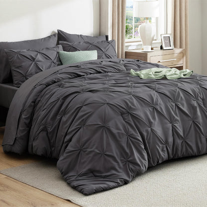 Bedsure 7-Piece King Size Comforter Set & Sheets, Grey King Bedding