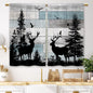 Teal Farmhouse Daisy Kitchen Curtains Wooden Flower Small Short Cafe Window Curtains Rustic Floral Butterfly Country Bathroom Drapes Treatment Tier Curtains 2 Panels (27.5x39 Inch)