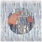 FECEDY 2pcs 3ft x 8.3ft Shiny Corlorful Metallic Tinsel Foil Fringe Curtains Photo Booth Props for Engagement Bridal Shower Bachelorette Baby Shower Bachelorette Holiday Celebration Party Decorations