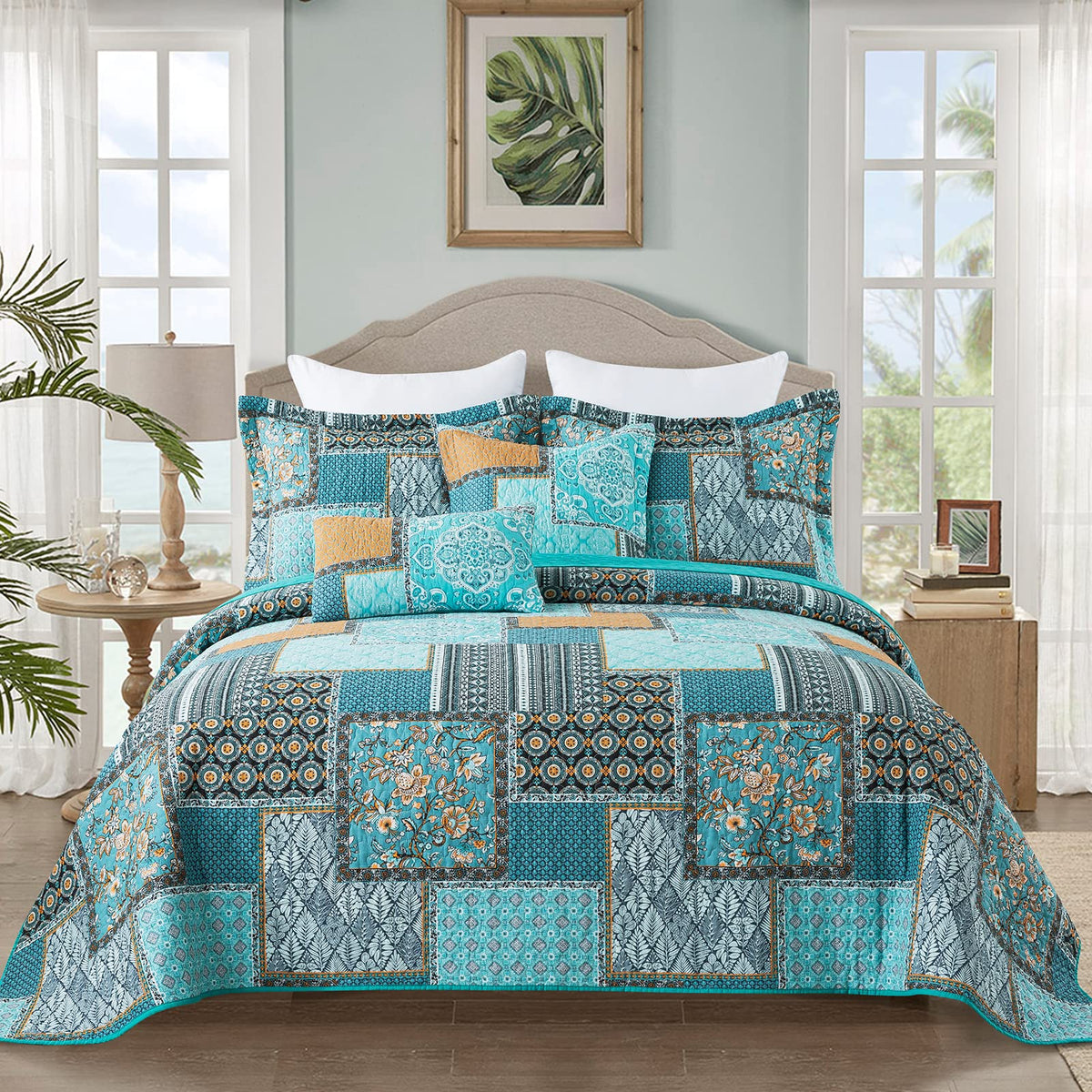 BEDIFANY Cotton King Size Quilt Sets, Lightweight King Quilt Bedding Set