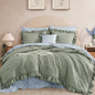 BLOOMHAVEN Queen Comforter Set-7 Pieces Ruffle Bedding with Floral Sheet
