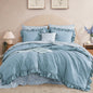 BLOOMHAVEN Queen Comforter Set-7 Pieces Ruffle Bedding with Floral Sheet