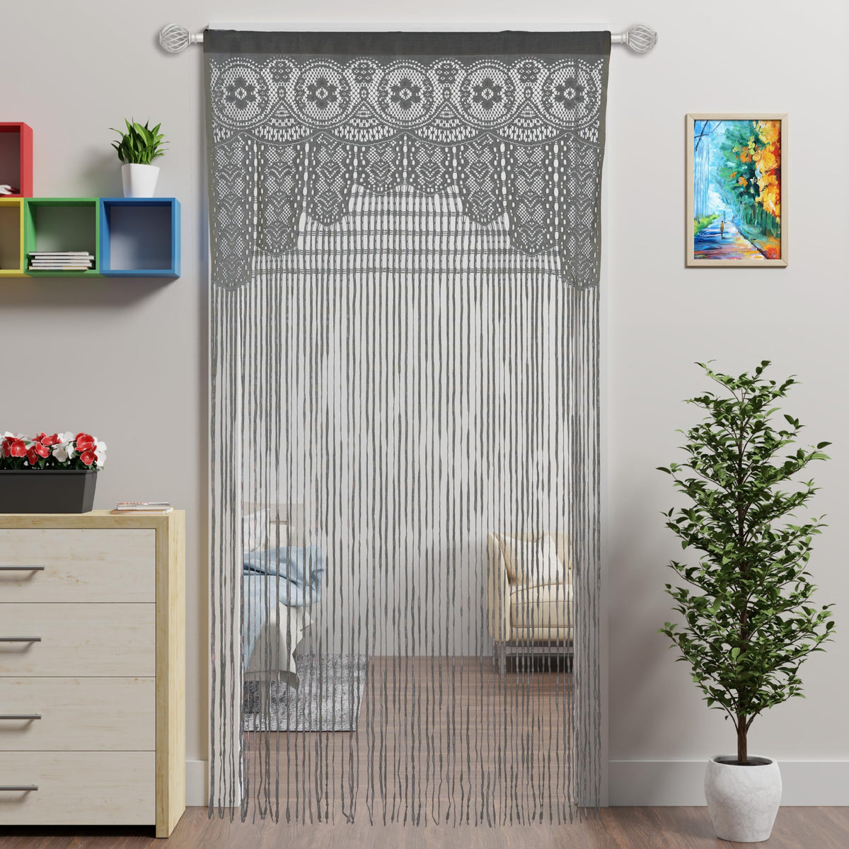 Lace Door String Curtain for Doorways，Bohemian Curtains Window Wall Closet Bedroom Kitchen Hippie Hanging Panels Boho Room Divider