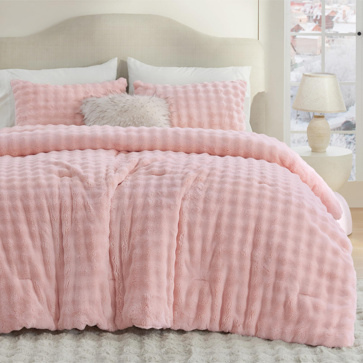 Bedsure 3D Cloud Bubble Comforter Fluffy Comforter Queen Dark Green 3 Pcs