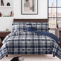 MaiRêve Plaid Queen Comforter Set Navy Blue 7 Pieces Bed in a Bag