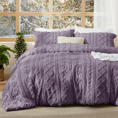 Bedsure Tufted Boho Comforter Set Queen, Bedroom Decor Bedding Set Beige